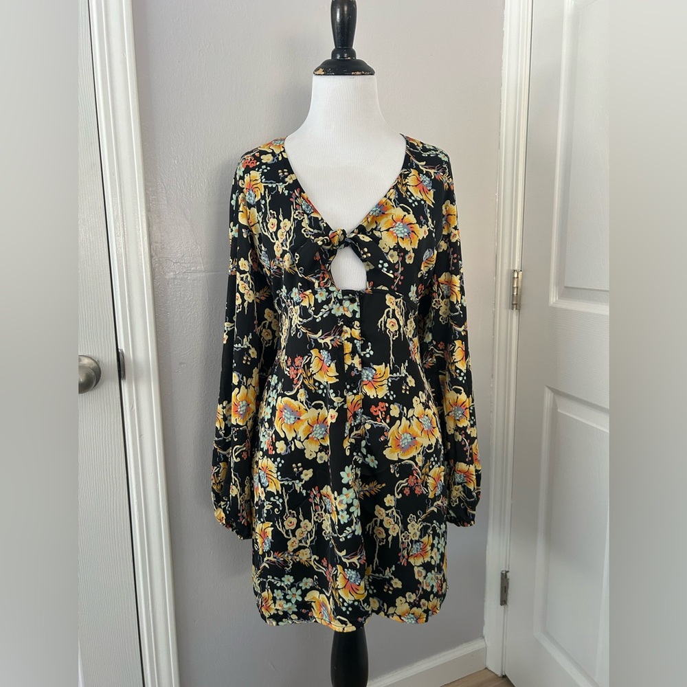 Obey Black and Yellow Bishop Sleeve Sundress